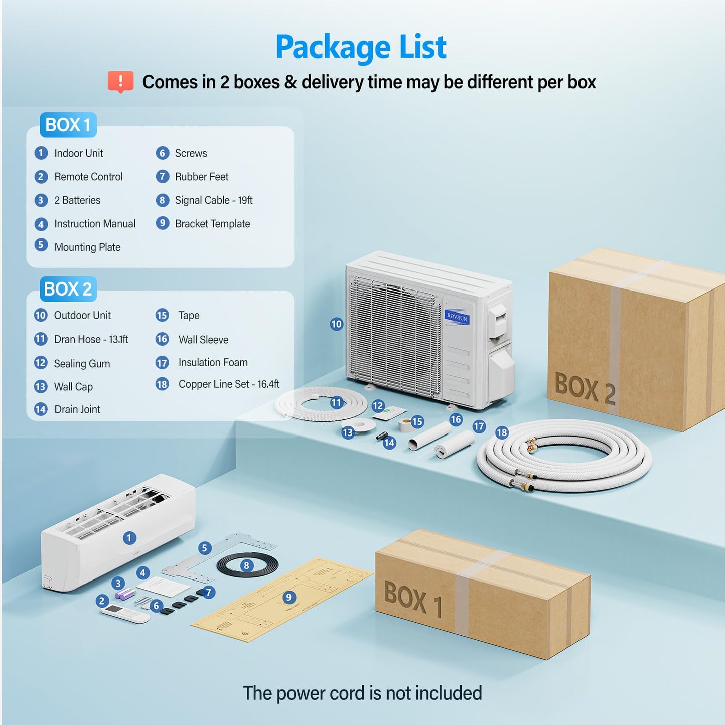 ROVSUN 9000 BTU Mini Split AC/Heating System with Inverter, 19 SEER2 Energy Saving 115V Ductless Split-System Air Conditioner with Pre-Charged Condenser, Heat Pump, Remote Control & Installation Kit