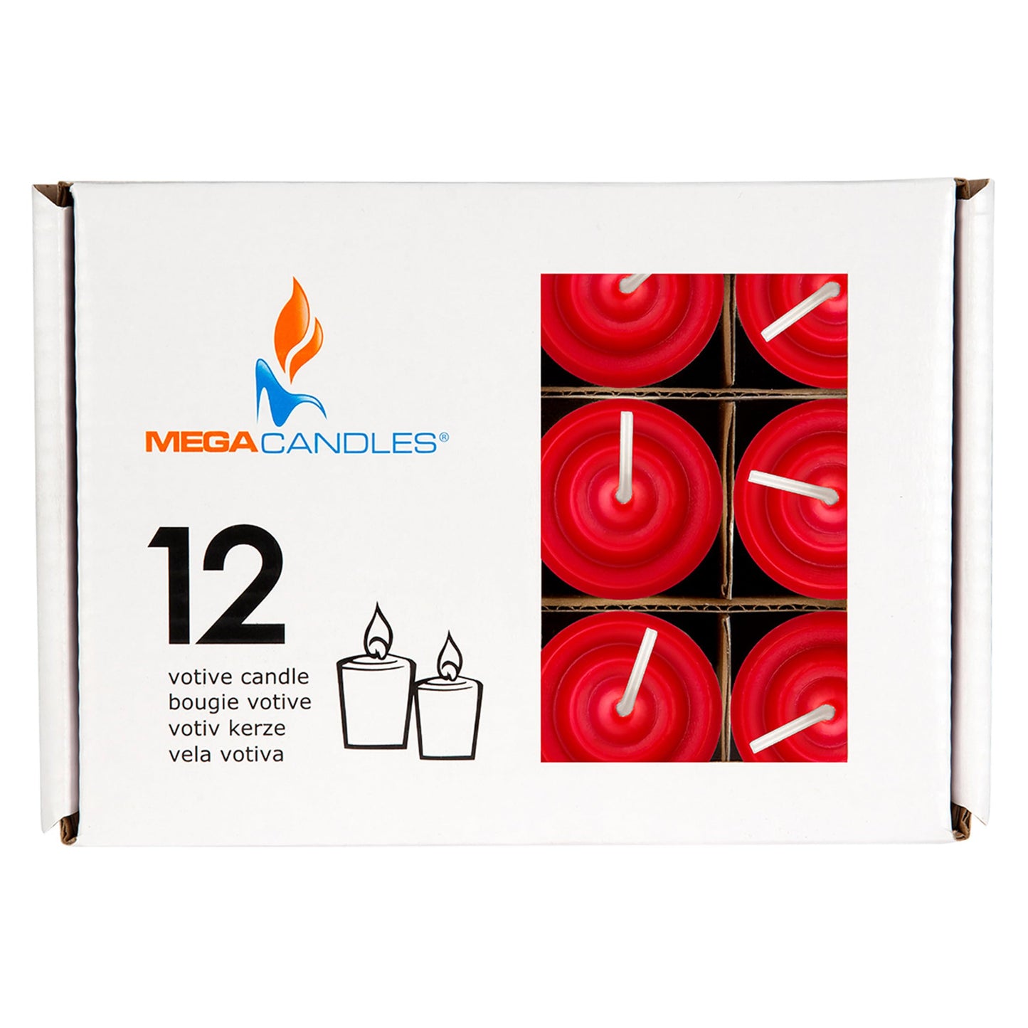 Mega Candles 12 pcs Unscented Red Votive Candles, Hand Poured Wax Candle 10 Hours 1.38 Inch x 1.5 Inch, Home Décor, Wedding Receptions, Centerpieces, Occasions, Events, Meditations, Holders