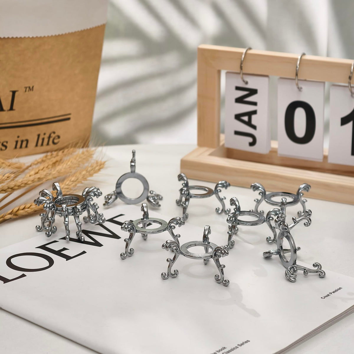 vskikris 20pcs Small Silver Crystal Ball Sphere Holders - 2in Metal Crystal Stone Display Stand