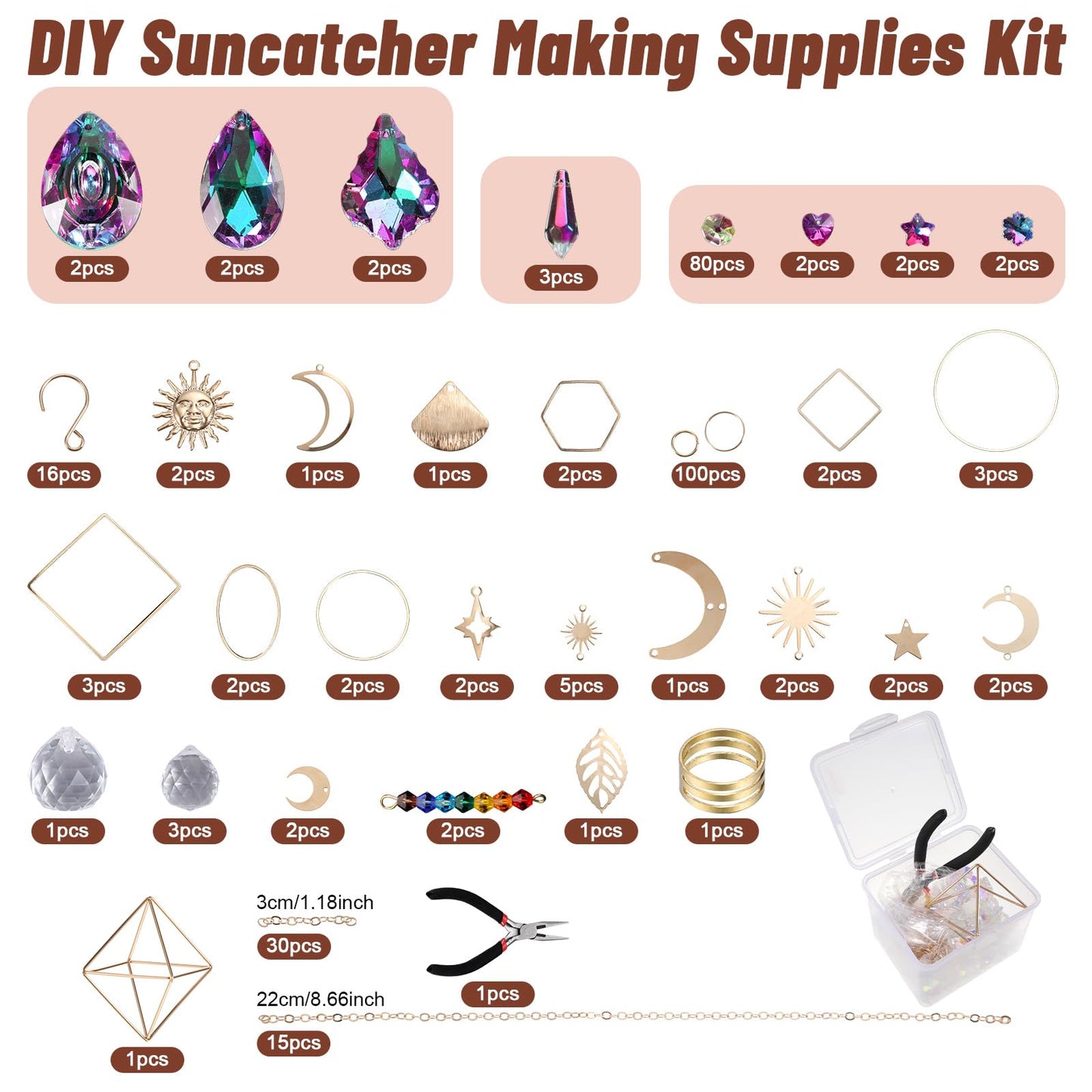DIY Suncatcher Kits 400 Pcs Sun Catchers Making Kit Art and Crafts for Adults Prism Hanging Decorative Suncatcher with Crystals Rainbow Ball Maker for Window Garden Home Wedding Christmas Decor
