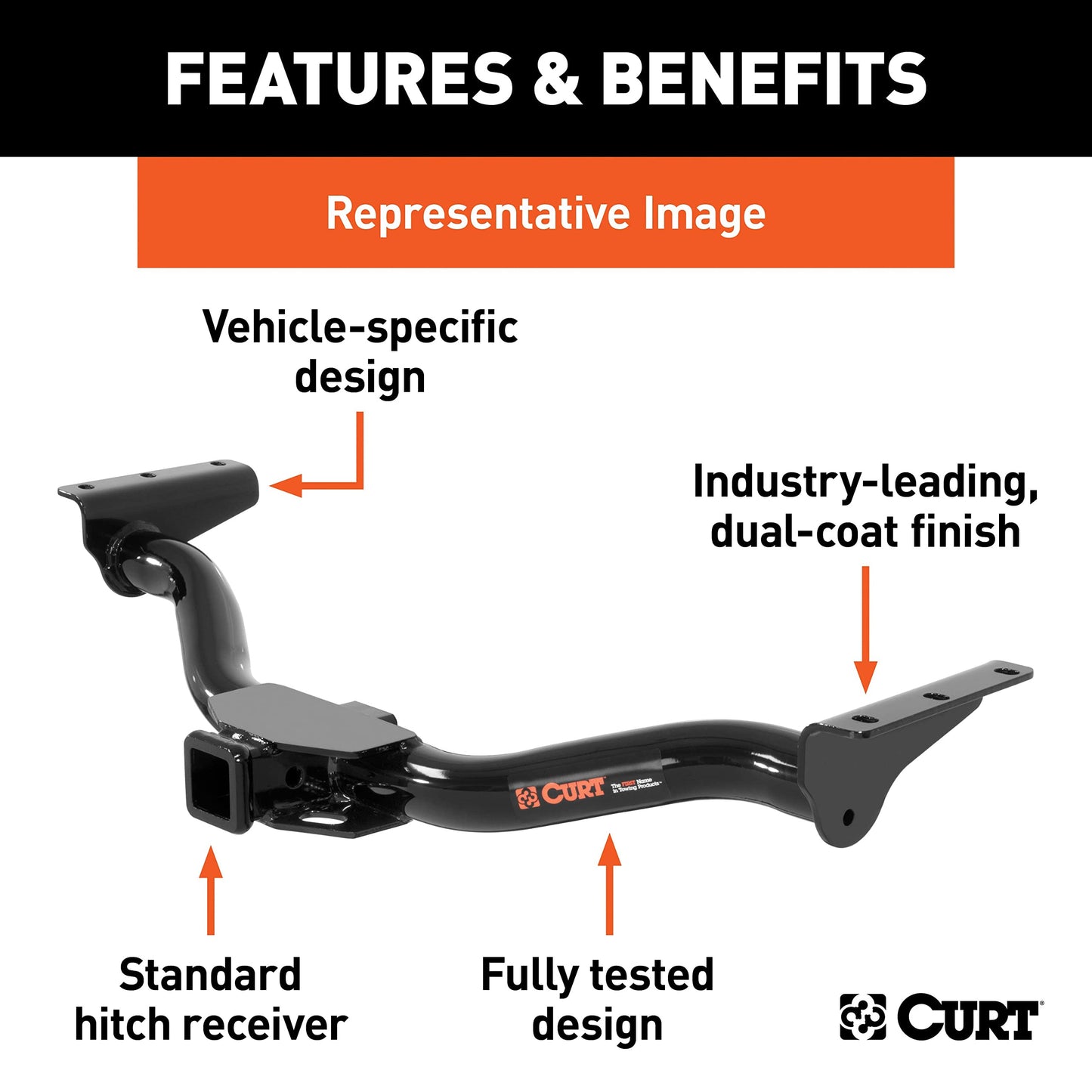 CURT 13322 Class 3 Trailer Hitch, 2-Inch Receiver, Round Tube Frame, Compatible with Select Chevrolet Silverado, GMC Sierra 1500, 2500 , Black