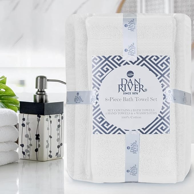 DAN RIVER 8 PC Luxury Bath Towels