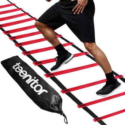 Teenitor Agility Ladder Speed Ladder Training Ladder for Soccer, Speed, Football Fitness Feet Training Carry Bag Agility Training Equipment 13 rungs, 23 feet
