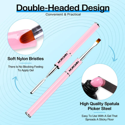 Morovan Nail Slip Solution Kit: 2.5 OZ Anti‑Stick Gel Liquid for PolyGel Nails with Dual‑Ended Brush & Nail Forms Ideal Easy Spread for Beginners