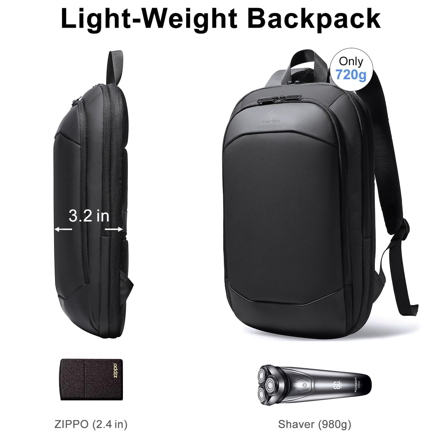 HEROIC KNIGHT Slim Laptop Backpack, Expandable Business Travel Backpack, Water-Resistant Anti Theft Laptop Rucksack, Lightweight Computer Work Bag Daypack For Men Women, Fits 15.6 Inch- Black