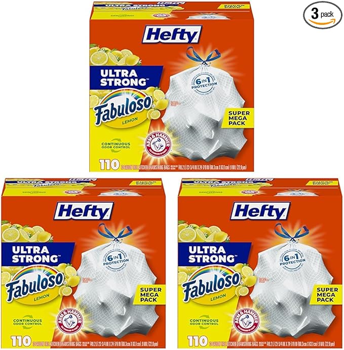 Hefty Ultra Strong 13 Gallon Trash Bags, Tall Kitchen Trash Bags 13 Gallon Size