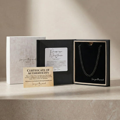 Love You This Much Promise 5mm Cuban Chain Necklace for Him, 22" Length + Luxury Box, Sentimental Anniversary for Him, Boyfriend Birthday, Couple Gifts for Husband or Boyfriend (Titan Black Finish)
