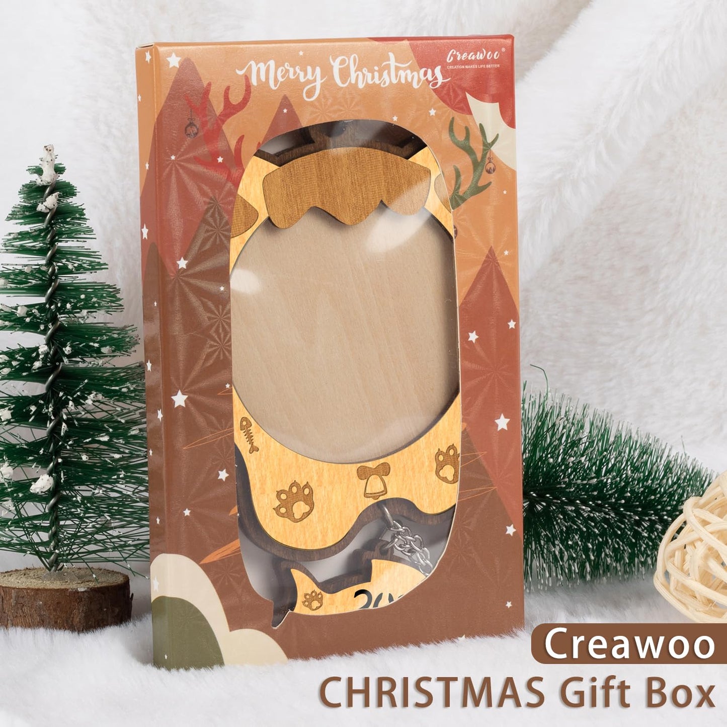 Creawoo Cat Picture Ornament 2025 Christmas Cat Photo Frame, Wooden Christmas Tree Decoration, Meow Xmas Ornament, Personalized Gift Holiday Hanging Pet Keepsake with Fish Dangle