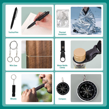 Teen Boy Gifts, Unique Graduation Gifts for Teenage Boy Ages 10 11 12 13 14 15 16 17 18, Son Boyfriend Man Toy Birthday Gifts Idea, 16 PC Survival Gear Kit Hunting Fishing Camping Accessories