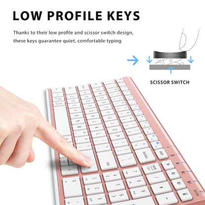 iClever BK10 Bluetooth Keyboard, Universal Bluetooth 5.1 Wireless Keyboard with Number Pad, Ergonomic Design, Multi-Device Compatibility, Stable Connection for Mac, iPad, iPhone, Android, Windows