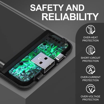KOVNLO Battery Pack for Heated Vest, 5V 2A 10000mAh USB Power Bank with USB-C Charging Cable, Ultra Thin Portable Charger for Heated Jacket,iPhone, Android
