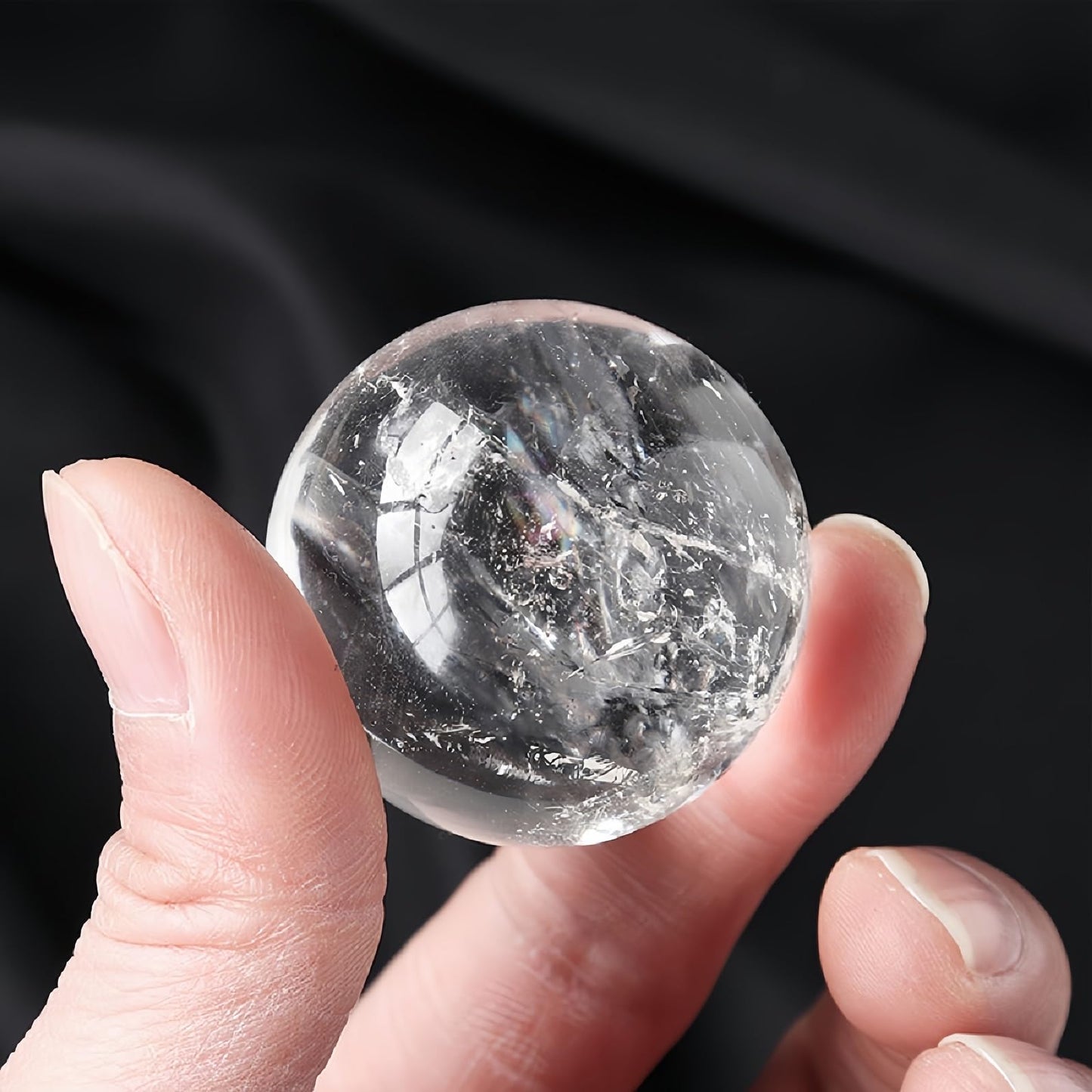 DUKIZA Natural Clear Quartz Crystal Sphere with Stand，5PC Real Crystals Ball, Clear Quartz Small Ball Decor (Clear Quartz Ball)
