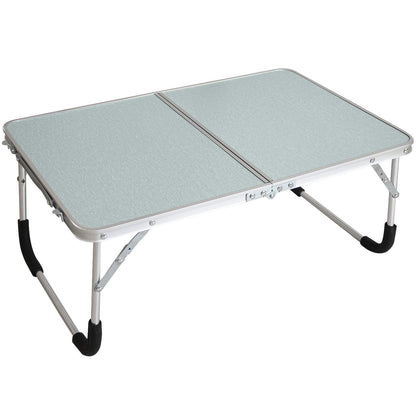 Jucaifu Foldable Laptop Table, Bed Desk, Breakfast Serving Bed Tray, Portable Mini Picnic Table & Ultra Lightweight, Folds in Half with Inner Storage Space (Silvery)