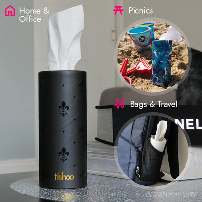 tishoo Hyaluronic Acid-Infused 4-ply Ultra Luxury Tissues | for Car Cup Holders, Home & Travel | 4 Tubes in Plastic-Free Packaging | Mixed/Mayfair