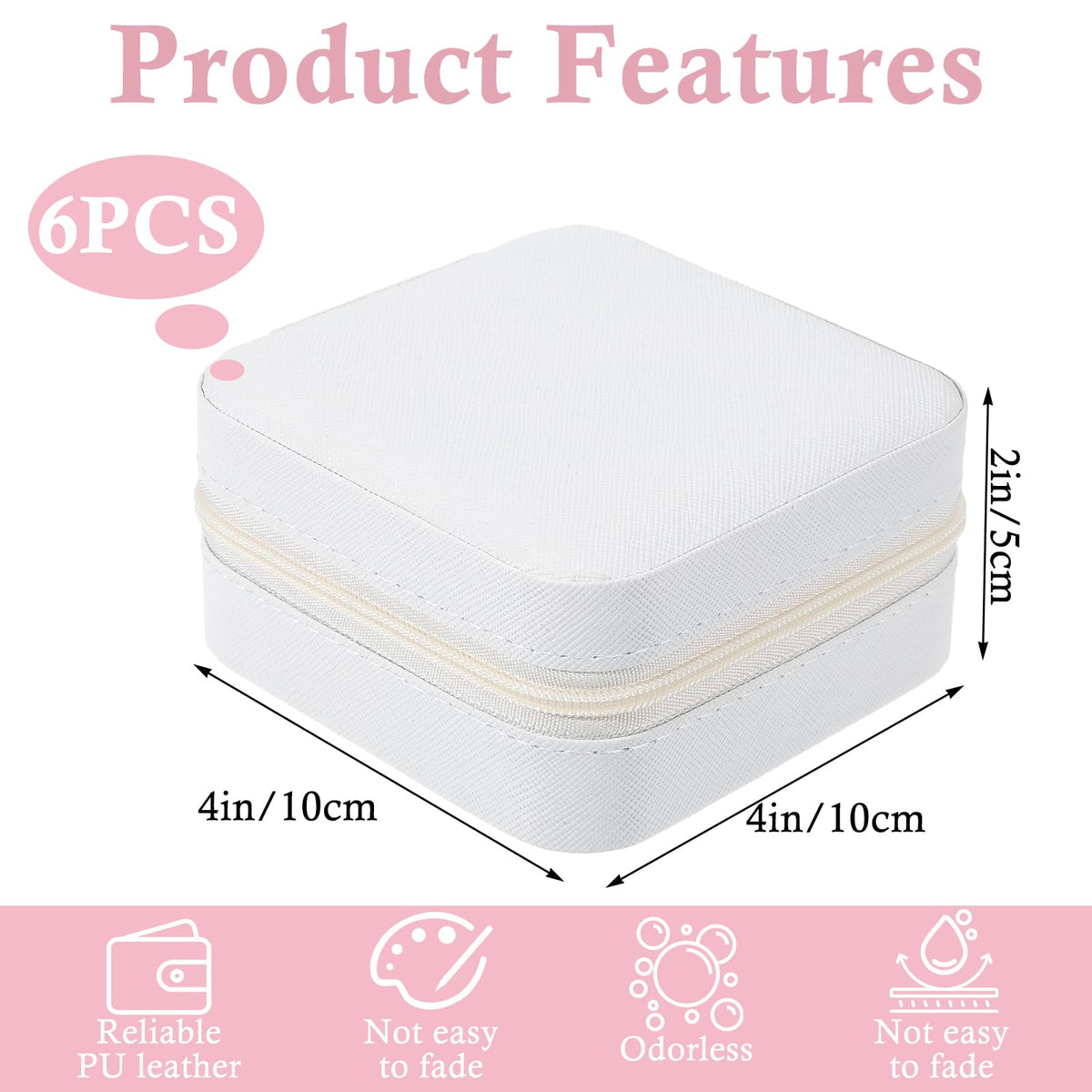 mekueeex 6Pcs PU Leather Small Travel Jewelry Case Organizer Storage, Bridesmaid Gifts Jewelry Box with Mirror for Women Girls