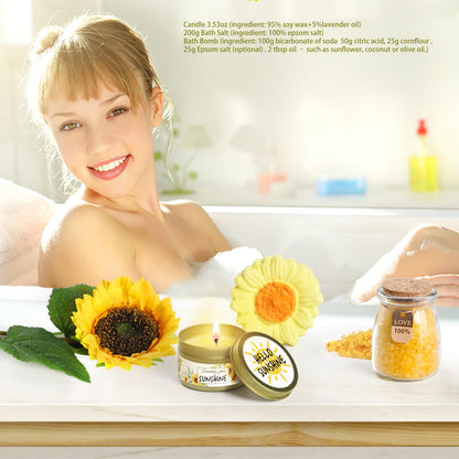 Birthday Gifts for Women Sunflower Gifts Get Well Soon, Sending Sunshine Gift Baskets, Self Care Spa Gift for Women Her Mom Best Friends Sister, Thank You Christmas Day w/Glass Cup