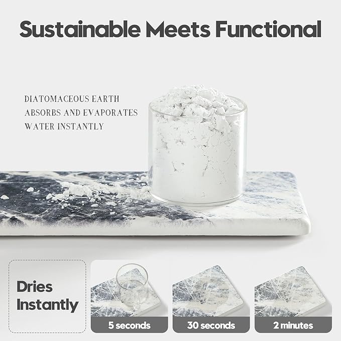 2PCS Bathroom Sink Vanity Trays, Water Absorbing Diatomite Stone Quick Drying