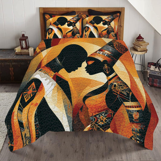Custom African Women Quilt Set, Brown African Pattern Bedspread Bedding Set, Colorful Black Women Soft Lightweight Bedspreads with Pillow Covers, Gifts for Girls Adults Bedroom Decor (STYLE-12)