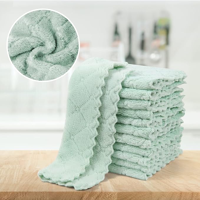 UMANI 12 Pack Kitchen Dish Cloths, Ultra Soft Absorbent Quick Drying Dish Towels
