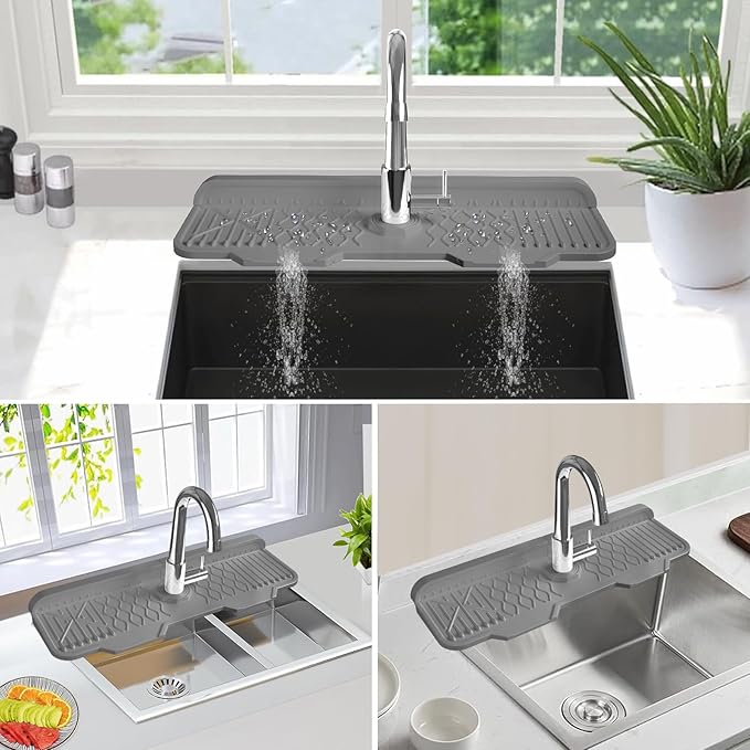 Sink Splash Guard Gen2-17" x 6'' Kitchen Sink Accessories, Silicone Sink Mat