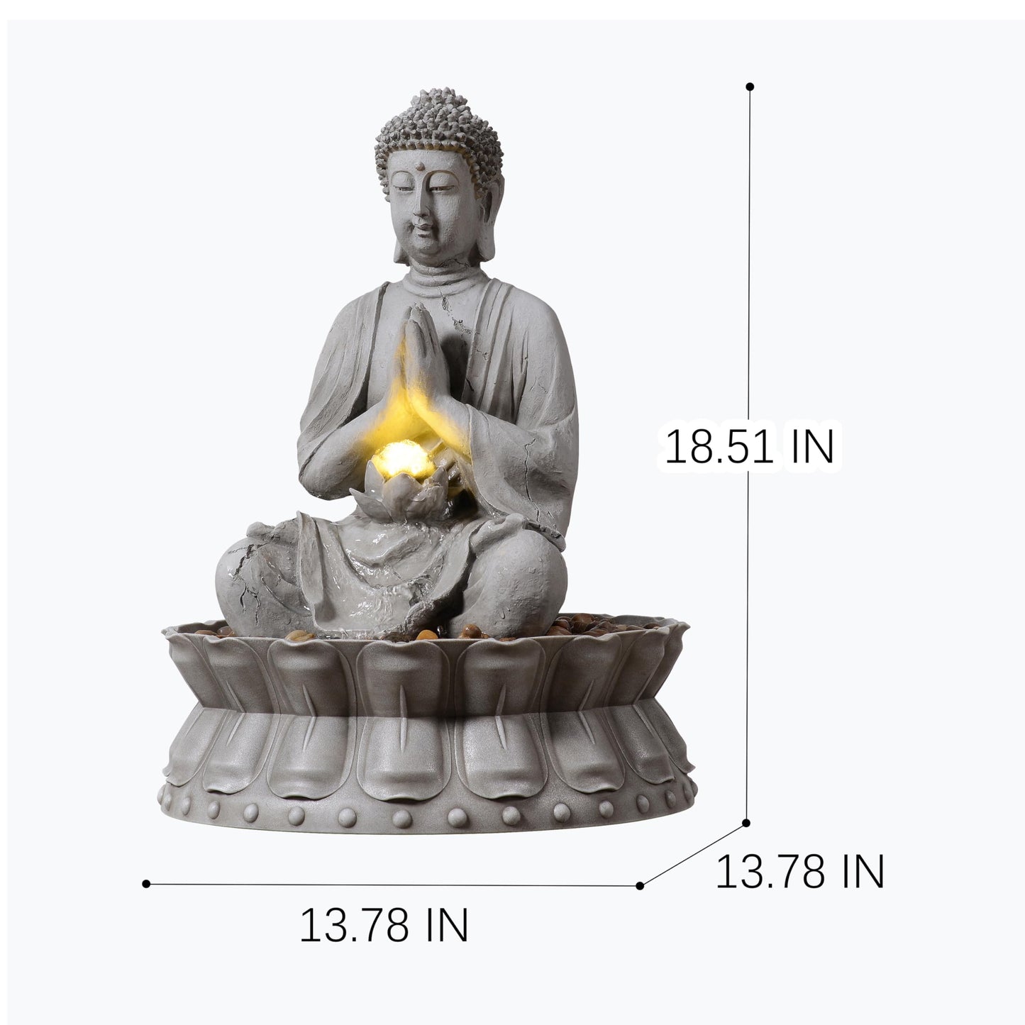 Tolevoit Outdoor Water Fountains Seated Buddha Lotus Help Meditation, Relaxation, and Tranquility with Warm LED Lights Fit Yard, Garden, Lawn