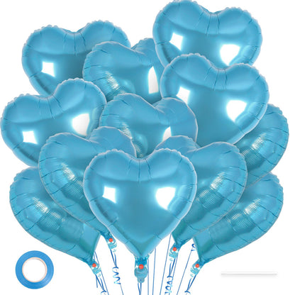 12 Pcs Red Heart Balloons,18 Inch Heart Foil Balloons Love Balloon Valentine Balloon for Birthday Party Wedding Engagement Party Baby Shower Valentine Day Decorations (red)