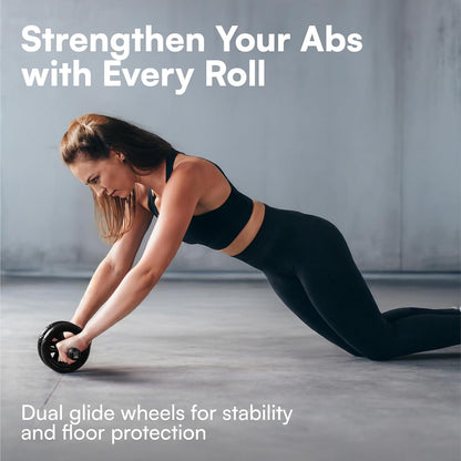 H&S Ab Roller Wheel For Abs Workout - Abdominal Core Exercise Equipment With Extra Thick Knee Pad Mat - w/Dual Glide Wheels - Abs Roller Wheel Home Workout - Abs Exercise Equipment
