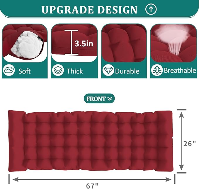 UDPATIO Oversized Zero Gravity Chair, 33In XXL Patio Reclining Chair with Cushion, Outdoor Folding Recliner with Pillows|Cup Holder|Foot Rest|Padded Headrest, Burgundy, Support 500LB