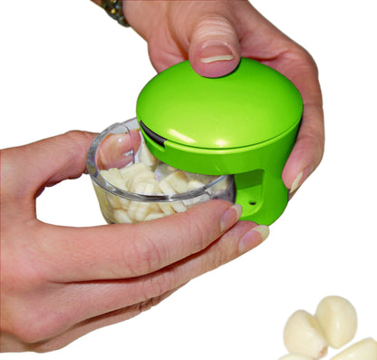 Garlic Perfection Press, Crusher, Mincer, and Storage Container - Easy to Clean - Stainless Steel Blades - White