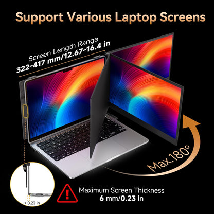 Laptop Screen Extender - Ultra-Thin 1.3lbs 14" FHD IPS Dual Portable Monitor Extension for Laptop, Attachment Plug & Play for 13-17" Laptops, Second Extra Travel Display for Windows/Mac/Android