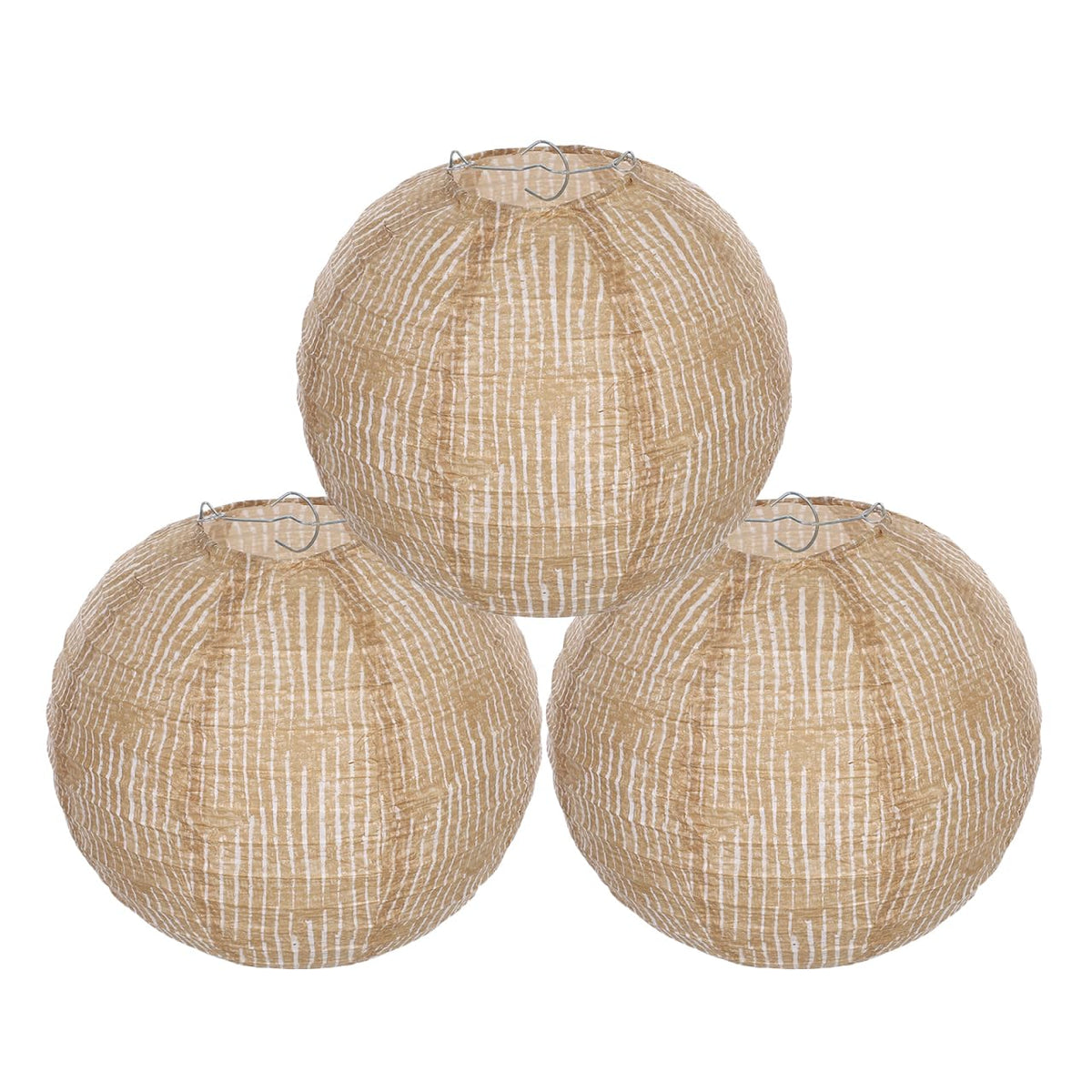Ipetboom 3pcs Natural Burlap Lantern Lamp Shades, round Hanging Pendant Light Covers for Birthday, Wedding, and Party Decorations, Rustic Linen Fabric Lanterns for Home and Event Décor