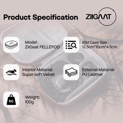 Linsoul ZiiGaat PELLEPOD Leather Earbud Case, Waterproof IEM Storage Box, Hard Carrying Bag, Protective Storage Box, Fit for Earphone ZS10 Pro, Zero: 2, EM6L, EW300, SuperMix 4, Orchestra Lite (Brown)