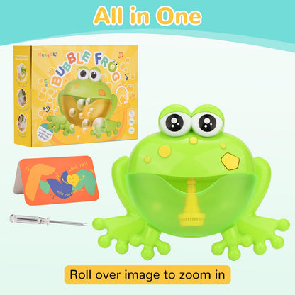 Light Up Baby Bath Bubble Toy with 24 Classical Nursery Rhymes, Automatic Frog Bubble Maker for Kids