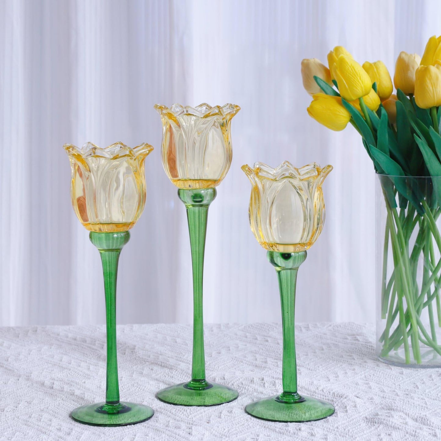 VOHO Gold Tulips Candle Holders for Table Centerpiece, Classic Gold Tealight Candle Holder for Birthday Thanksgiving Christmas Decorations, Flower Votive Candle Holders Wedding Centerpieces for Tables