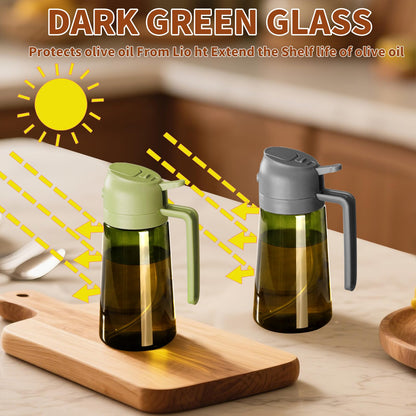 Olive Oil Dispenser and Oil Sprayer – 16oz/470ml Glass Light-Proof Oil Pourer for Kitchen, Air Fryer, Cooking, Salad, and BBQ
