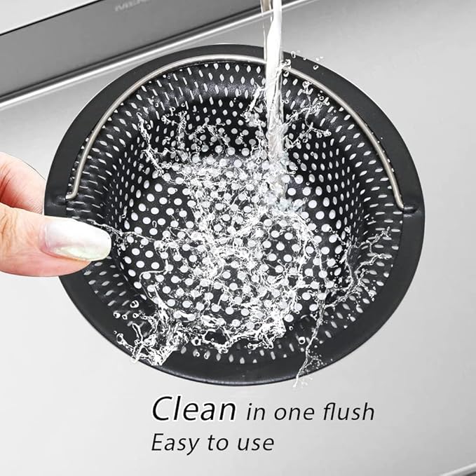 2 Pcs Black Kitchen Sink Drain Strainer