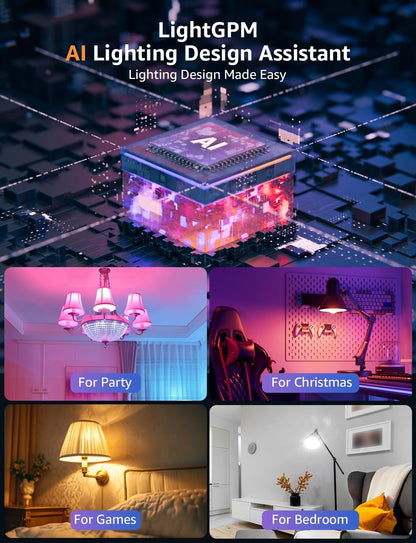 Lepro BP1 AI Smart Bulb E14 RGBWW, Music Sync, Works with Alexa, Google Assistant, 470LM Dimmable, 4.9W = 40W, Small Edison Screw SES, APP & Voice Control, AI Lighting Design Assistant, 2 Packs