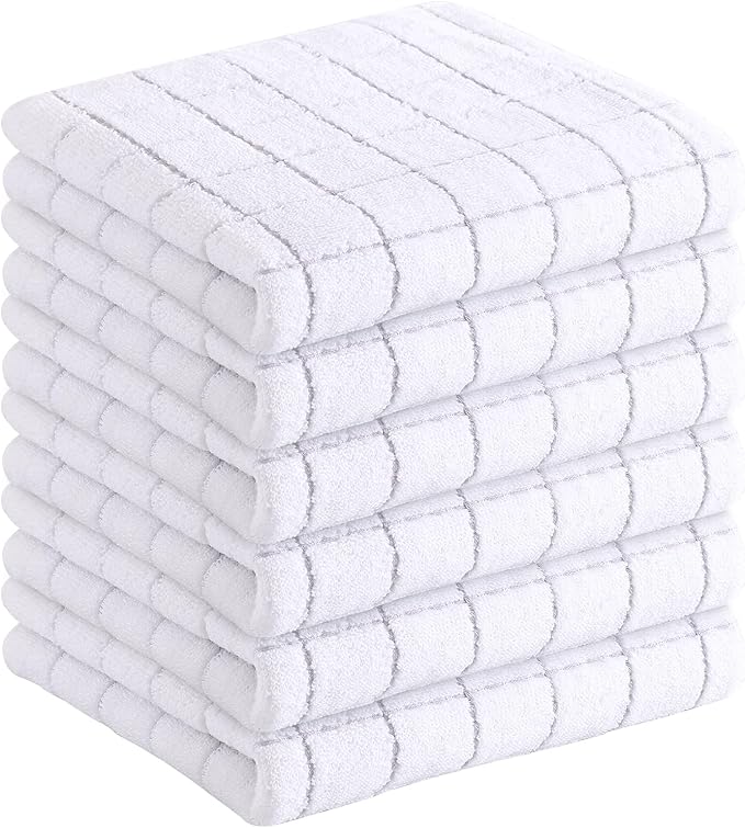 Homaxy 100% Cotton Terry Kitchen Towels, Checkered Designed, Soft and Super