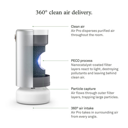 Molekule Air Pro Air Purifier - Purifies Rooms Up to 1000 Sq Ft with High Foot Traffic - FDA Cleared for Destruction of Viruses, Bacteria & Mold - Silver