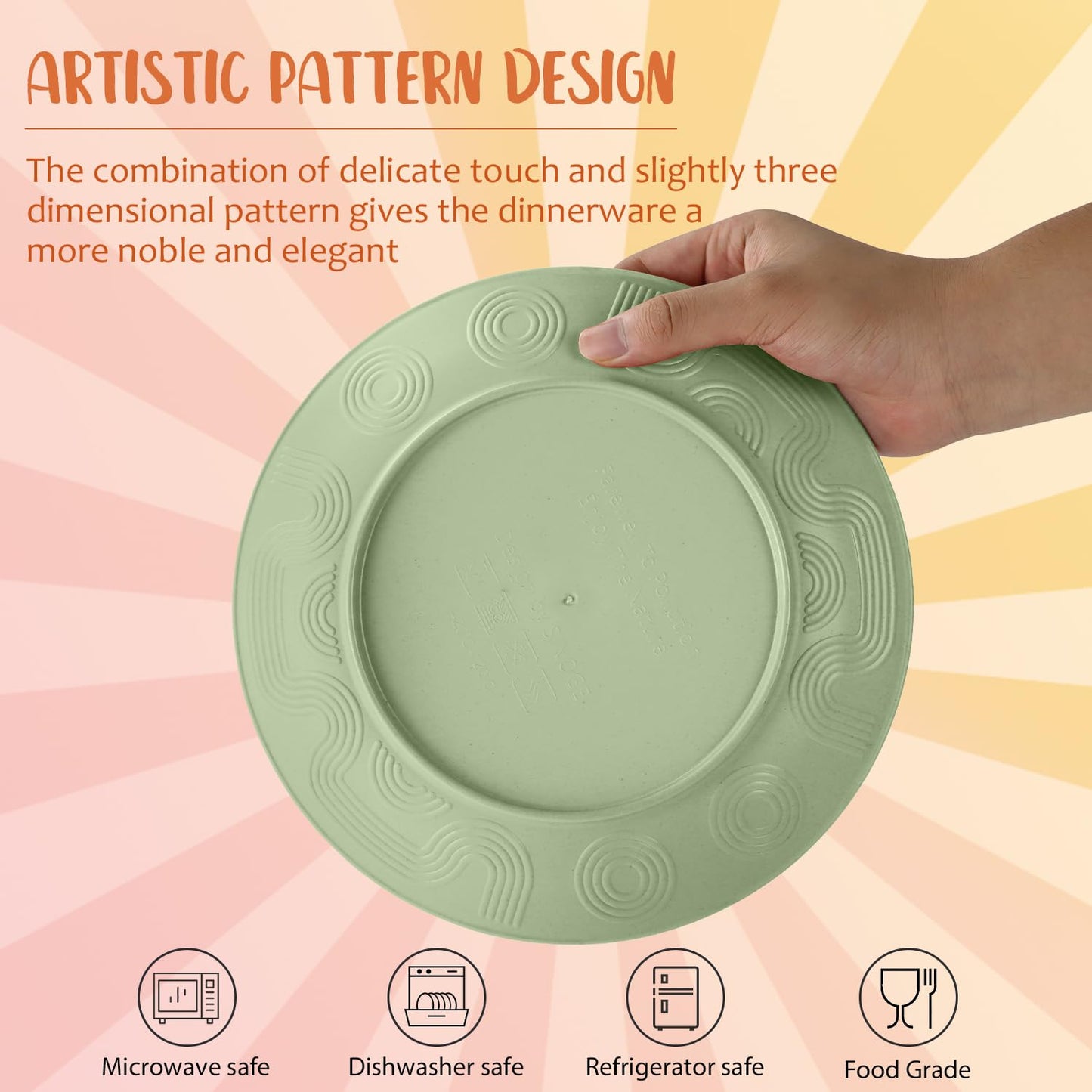Wheat Straw Dinnerware Set 40-Piece Service for 8 Unbreakable Dishes Set Plates and Bowls Sets Drinking Glasses Microwave Safe Dish Set Lightweight Dinnerware Set for Home & Kitchen - Yellow