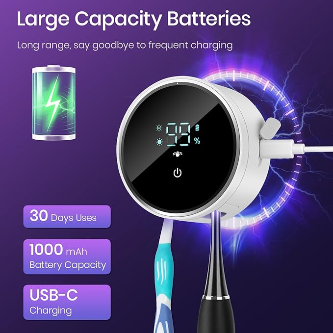 Wall Mounted Toothbrush Holder & Toothbrush Cleaner, Electric Toothbrush Holder