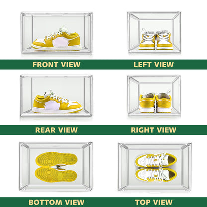 EZJOB 3 Pack X-Large Acrylic Shoe Display Case Size 14 Clear Stackable Handbag Organizer Sneaker Storage Box Shoe Contianers with Magnetic Door Purse Organizer for Closet