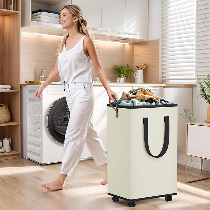 Laundry Basket with Wheels, Collapsible Laundry Baskets, Laundry Hamper with