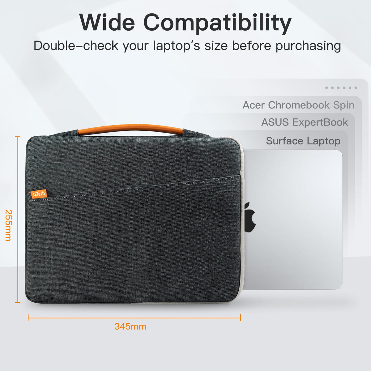 JETech Laptop Sleeve for MacBook Neo (A18 Pro), 13-14Inch MacBook Air/Pro (M1-M5, 2020-2026), Waterproof Bag with Portable Handle and Pocket, Compatible with 13-13.6 Inch Notebook (Dark Grey)