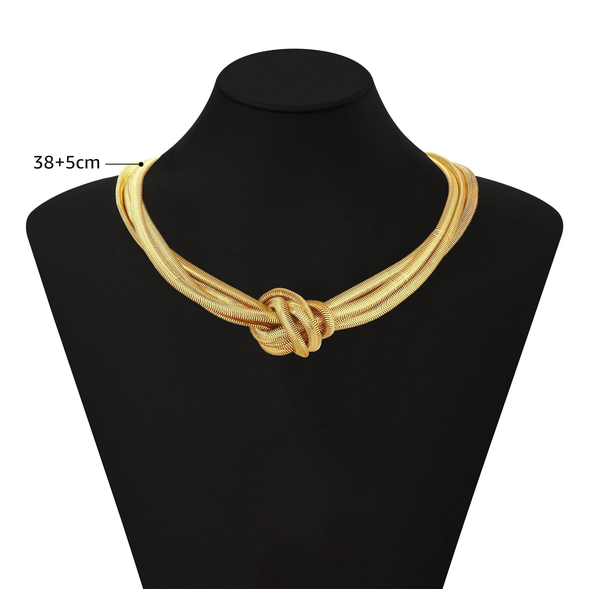 BONJOULRY Chunky 3 Layered Snake Chain Choker Necklace 14K Gold Plated Knot Chain Necklace Chunky Hip Hop Choker Necklaces for Women