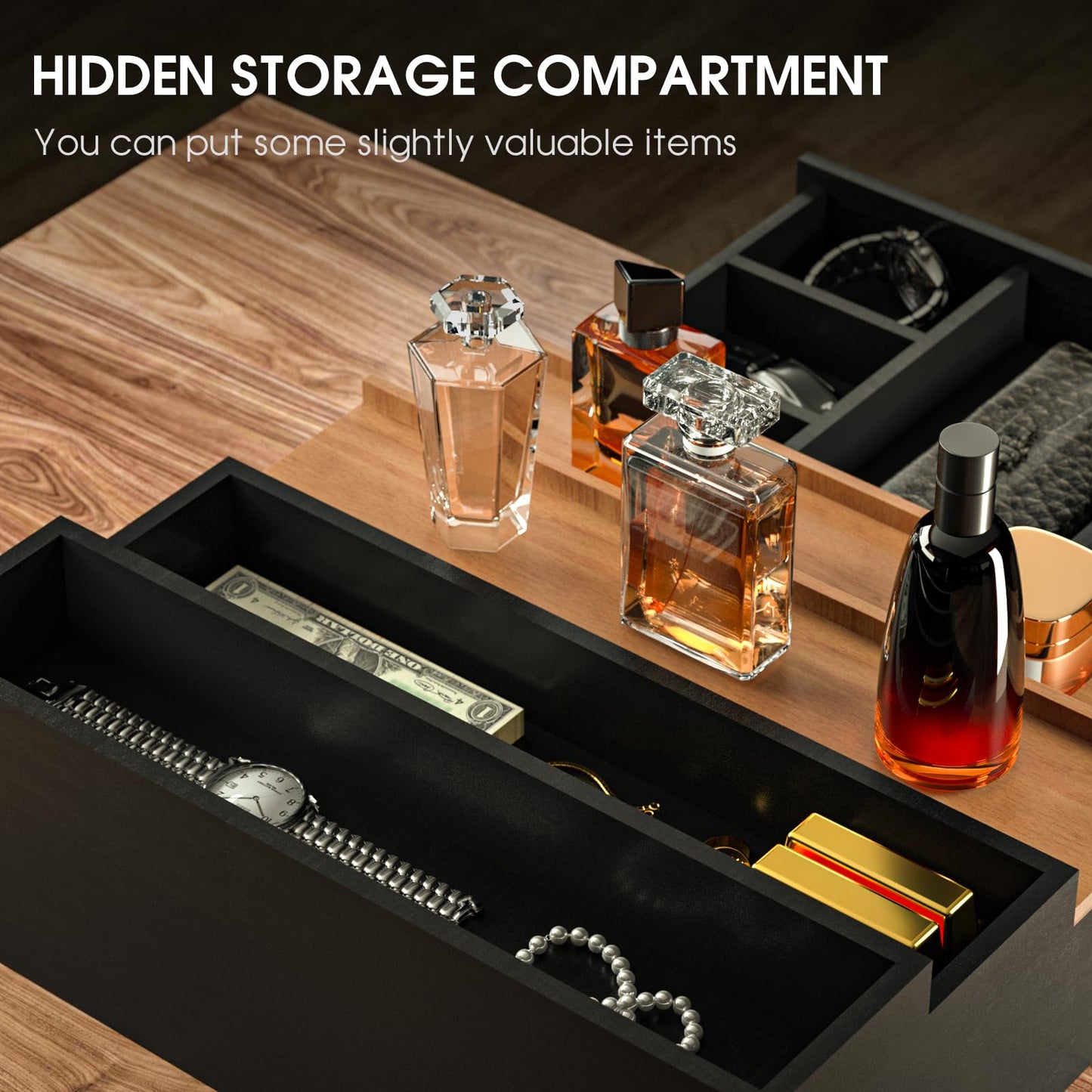 Sephyroth Cologne Organizer for Men 4 Tier of Elevated Cologne Display Shelf with Drawer Storage Perfume Organization and Storage Display Risers,Great Gift for Man(4Tier-BlackWalnut)