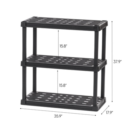 IRIS USA 3-Tier 58" H and 5-Tier 64" H Heavy Duty Storage Shelves Bundle, Recycled Plastic Home Organizers