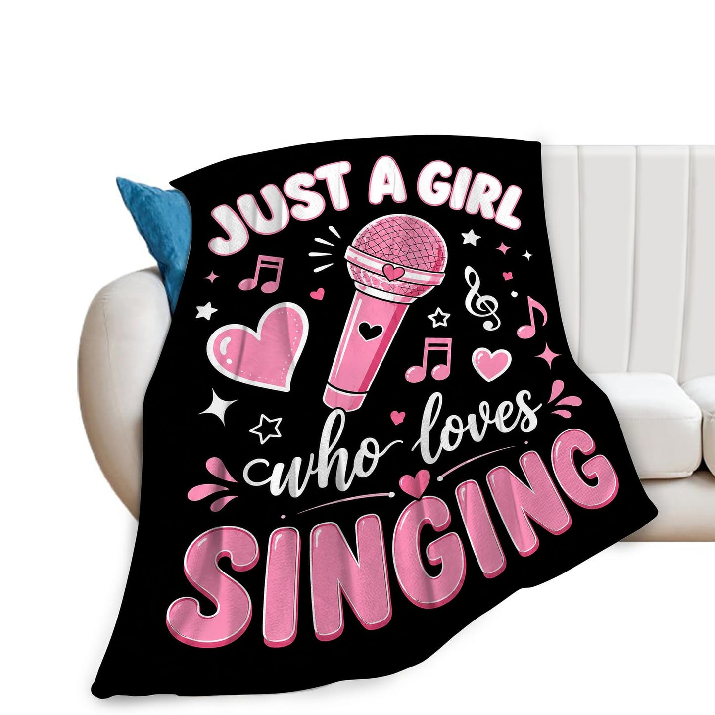 Singing Blanket Soft Fuzzy Fleece Just A Girl Who Loves Singing Throw Blankets Decor Cozy Warm Plush Flannel Music Blanket Gifts for Girls Women Singer Home Decor Stuff Sofa Couch Bed 50"X40"