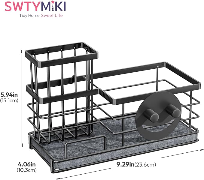 SWTYMIKI Kitchen Sink Caddy Organizer, Quick Dry Smiley Face Sponge Holder