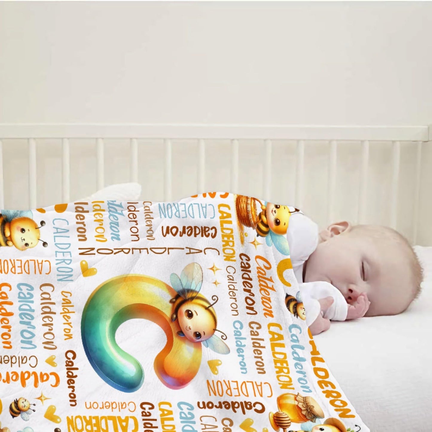 Personalized Bee Blanket, Custom Bee Gifts,Soft Flannel Throw for Bed Sofa,Lightweight,40 x 30in